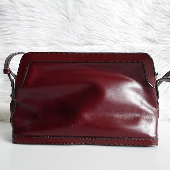 Vintage 60s 70s John Romain Red Leather Shoulder Bag - Picture 2 of 16